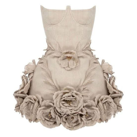 Short Linen Rose Dress