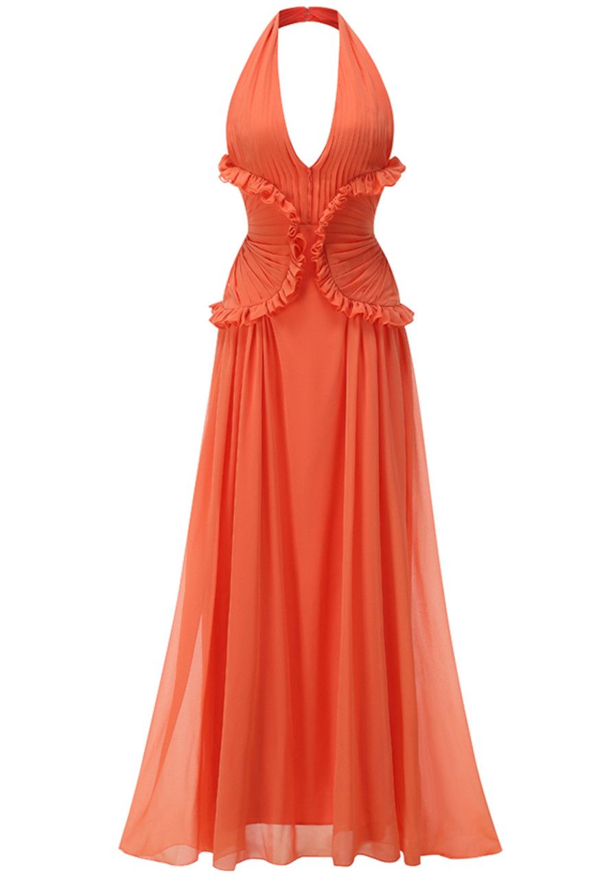 Orange Open Back Maxi Dress