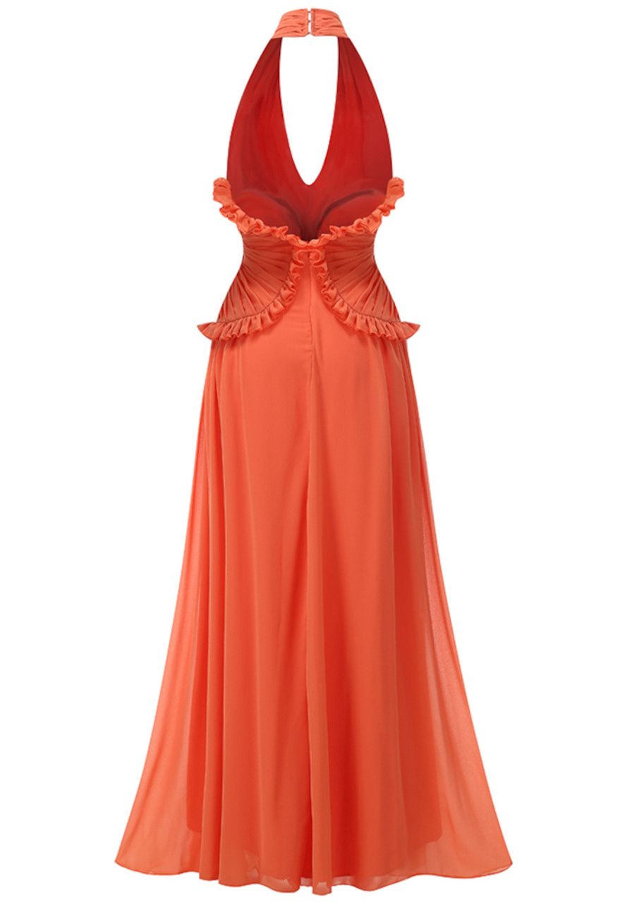 Orange Open Back Maxi Dress